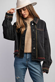 EMBROIDERED WASH COTTON JACKET