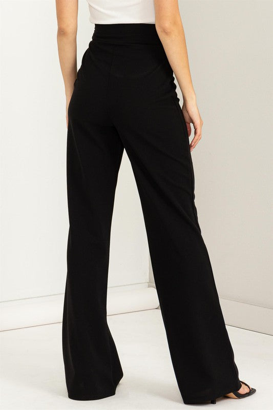 Women's High-Waisted Tie Front Flared Pants