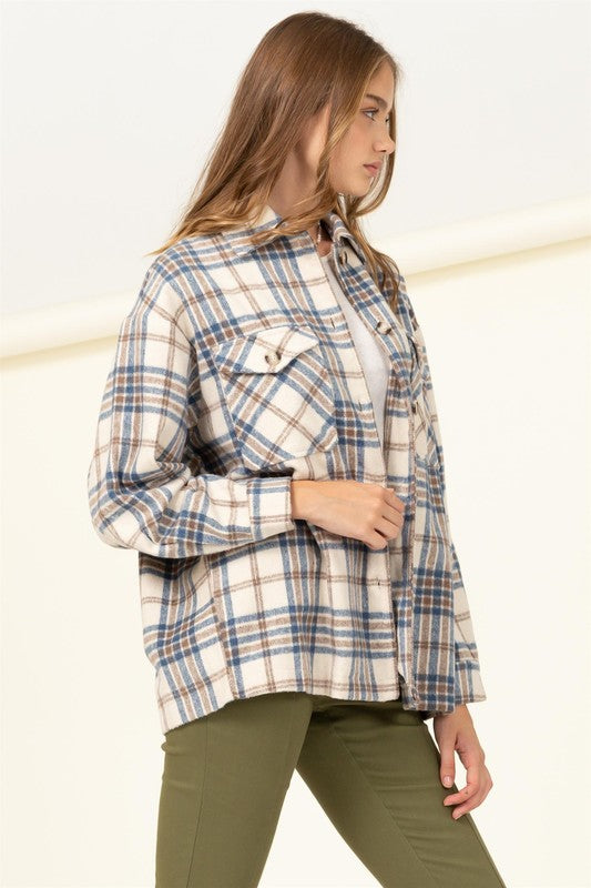 Women's Checkered Print Button-Front Top