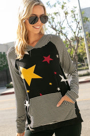 Women's Relaxed Fit Star Print Hoodie Sweatshirt