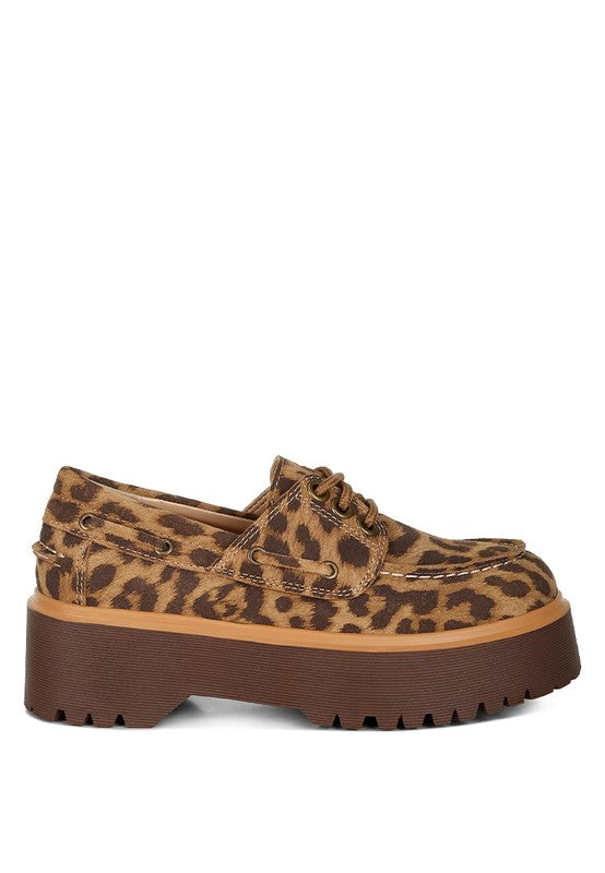 Women's Formal Leopard Print Suede Oxford Loafers