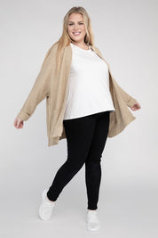 Women's Plus Size Ribbed Knit Oversized Cardigan