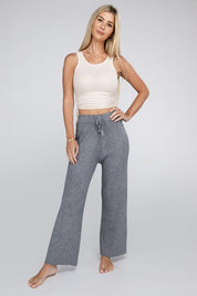 Women's High Waist Solid Knit Pants