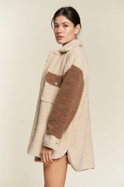 Women's Oversized Colorblock Sherpa Jacket