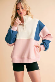 Women's Colorblock Snap Button Pullover