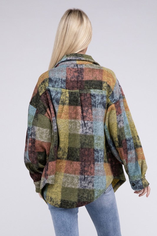 Women's Loose Fit Check Shirt Jacket