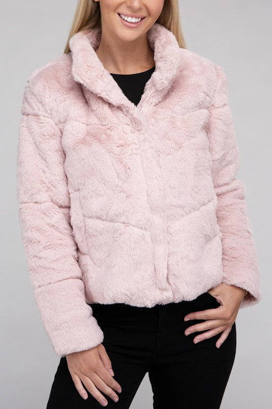 Women's Cozy Fluffy Zip-Up Jacket