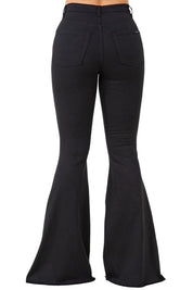 Women's High Rise Black Bell Bottom Jeans