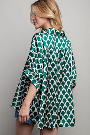 Women's Geometric Print Oversized Button Down Shirt