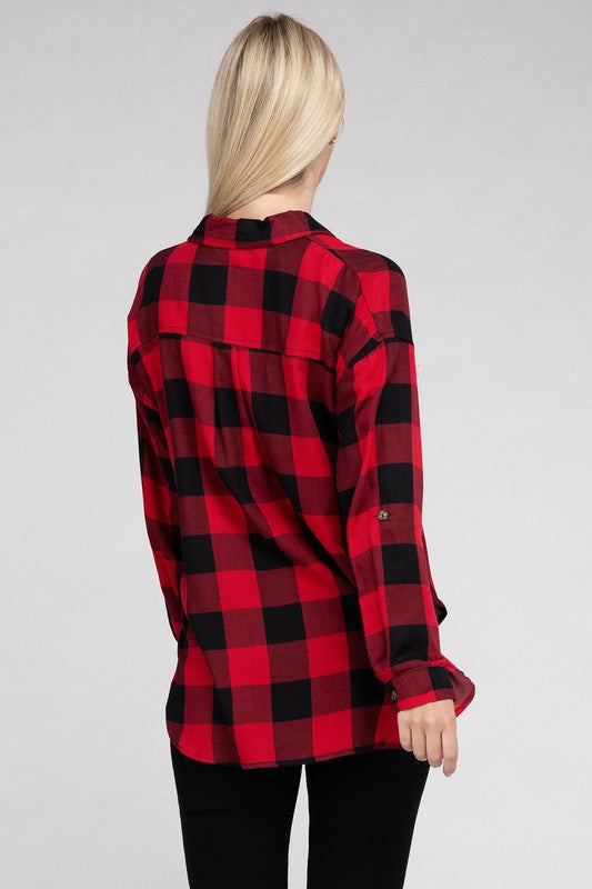 Women's Casual Plaid Flannel Shirt