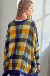 Women's Oversized Plaid Buttondown Cardigan