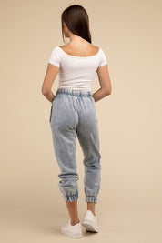 Women's Acid Wash Fleece Sweatpants with Pockets