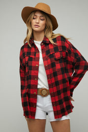 Women's Relaxed Fit Plaid Embroidered Jacket