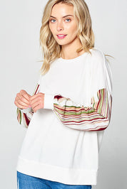 Women's Loose Fit Multi Stripe Sweatshirt Top