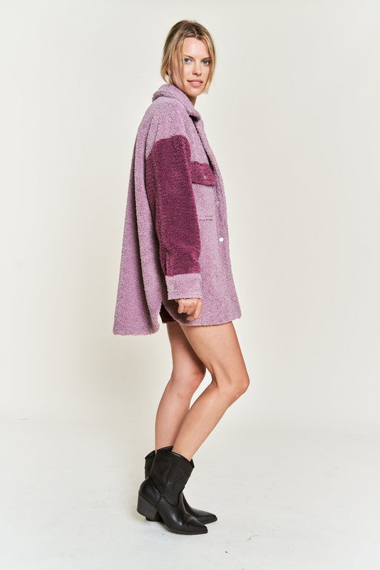 Women's Oversized Colorblock Sherpa Jacket