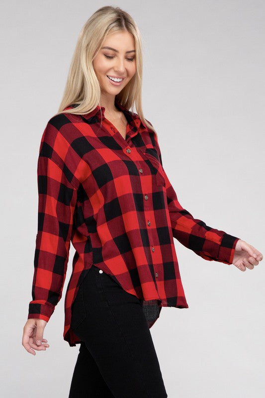 Women's Casual Plaid Flannel Shirt