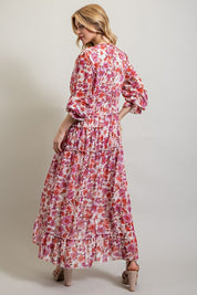 Women's Bohemian Floral High and Low Maxi Dress