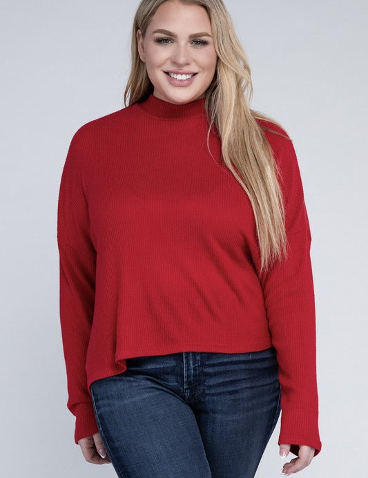 Plus Drop Shoulder Long Sleeve Top