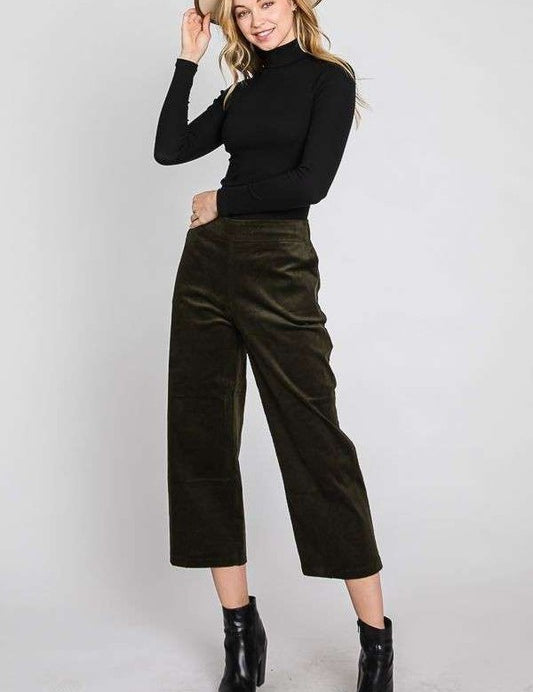 RIBBED VELVET CROP WIDE LEG PANTS PLUS