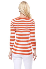 Women's V Neck Striped Spandex Cardigan Sweater