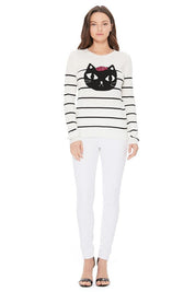 Women's Cute Cat Face Jacquard Pullover Sweater