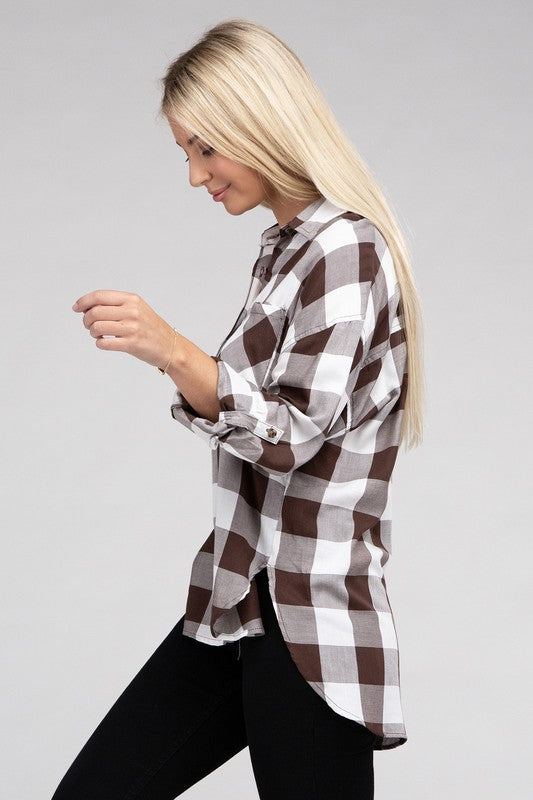 Women's Casual Plaid Flannel Shirt