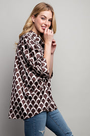 Women's Geometric Print Oversized Button Down Shirt