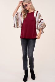 Women's Waffle Stripe Mix Kimono Top