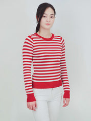 Women's Striped Long Sleeve Pullover Sweater