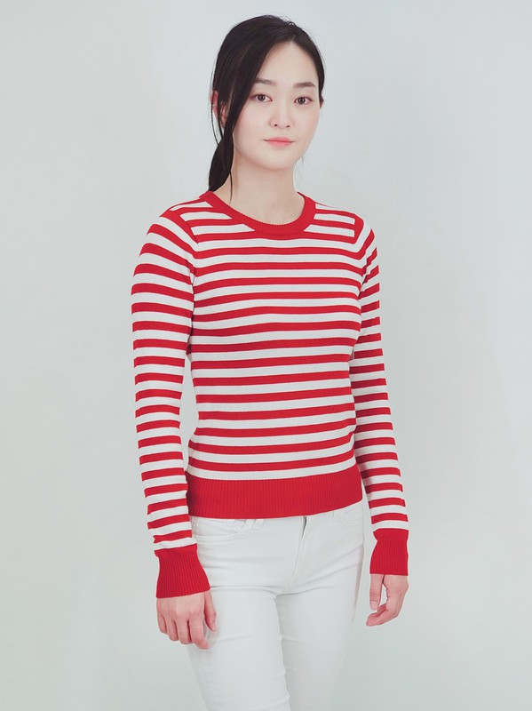 Women's Striped Long Sleeve Pullover Sweater