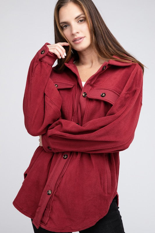 Women's Oversized Fleece Buttoned Jacket