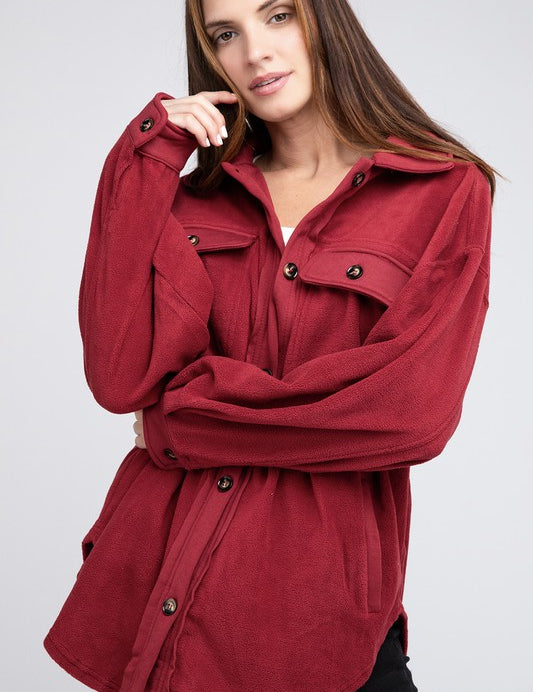 Women's Oversized Fleece Buttoned Jacket