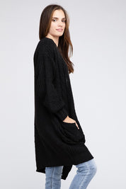 Women's Loose Fit Twist Knitted Open Front Cardigan