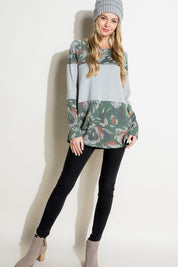 Women's Relaxed Floral Mixed Terry Tunic Top