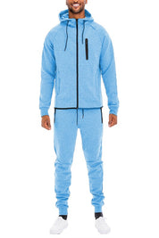 Men's Full Zip Solid Color Track Set