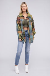 Women's Loose Fit Check Shirt Jacket