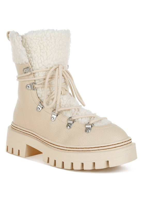 Women's Cozy Fleece & Faux Leather Winter Boots