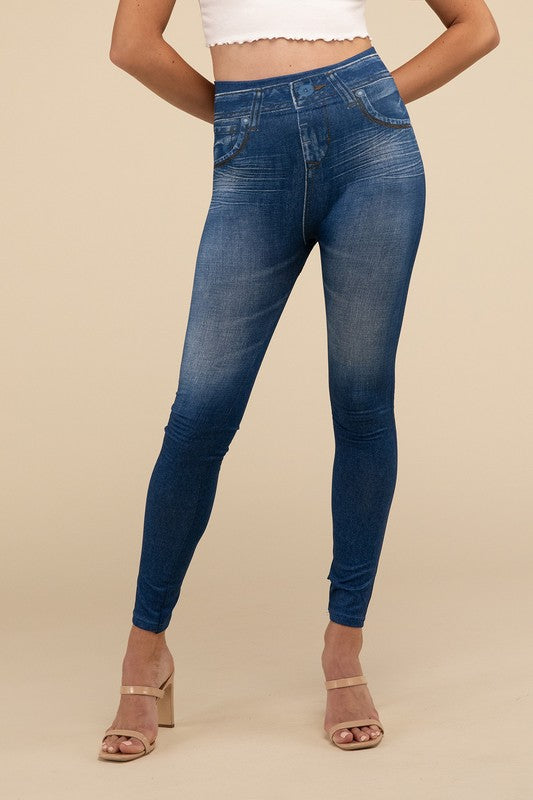 Women's High-Rise Fitted Denim Leggings