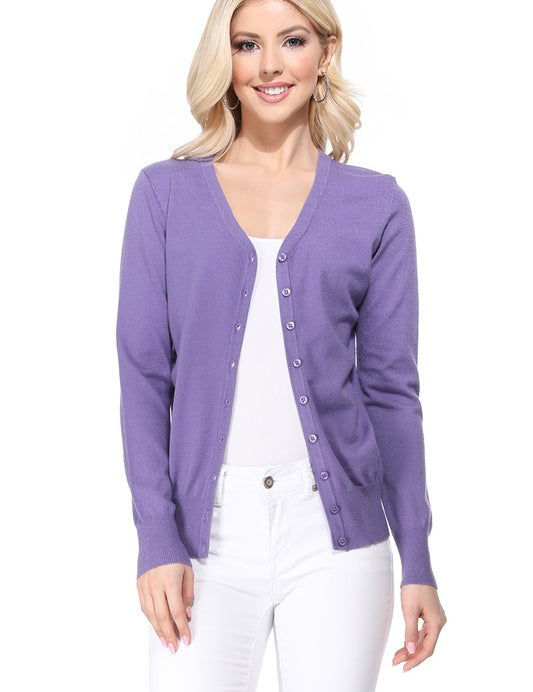 Women's V-Neck Button Down Knit Cardigan Sweater