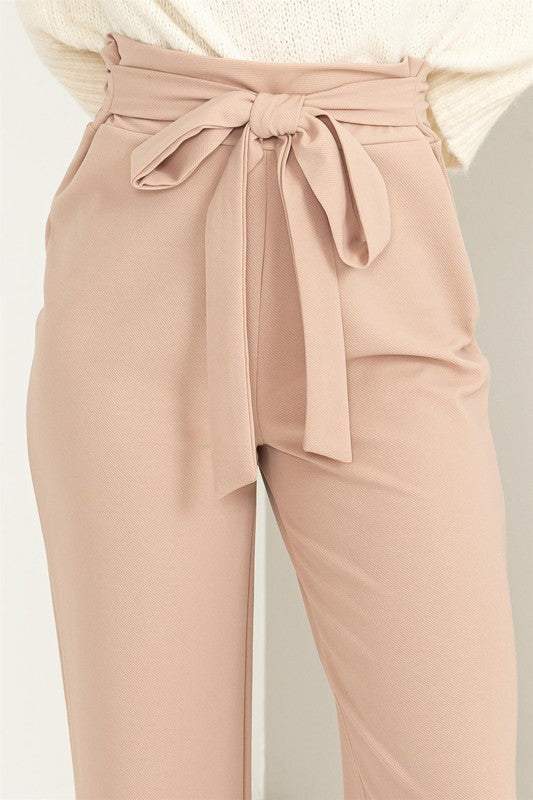 Women's High-Waisted Tie Front Flared Pants