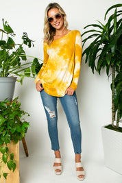 Women's Casual Tie Dye One Shoulder Long Sleeve Top