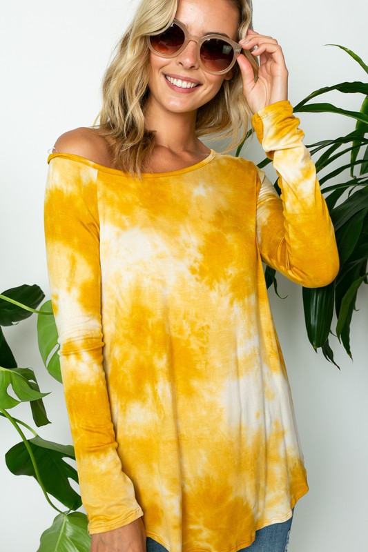 Women's Casual Tie Dye One Shoulder Long Sleeve Top