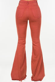 Women's High Rise Rust Bell Bottom Jeans