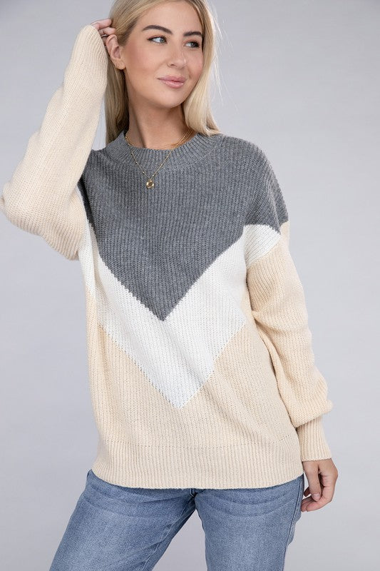 Women's Colorblock Drop Shoulder Sweater