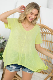 Women's Casual Solid Low Gauge Tunic Top