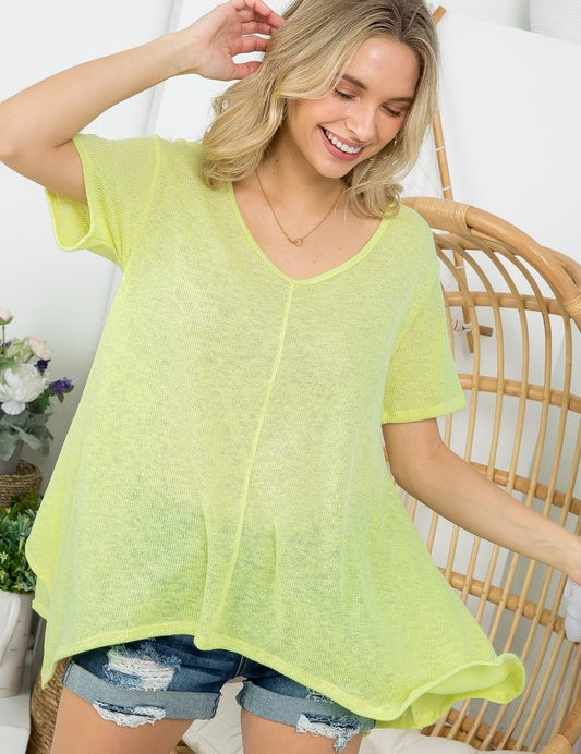 Women's Casual Solid Low Gauge Tunic Top