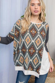 Plus Size Oversized Aztec Print Cozy Top