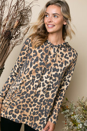 Women's Casual French Terry Cheetah Print Sweatshirt