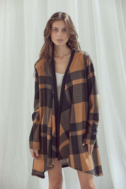 Women's Long Sleeve Checker Print Cardigan