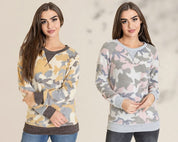 Women's Camo Brushed Pullover with Raglan Sleeves